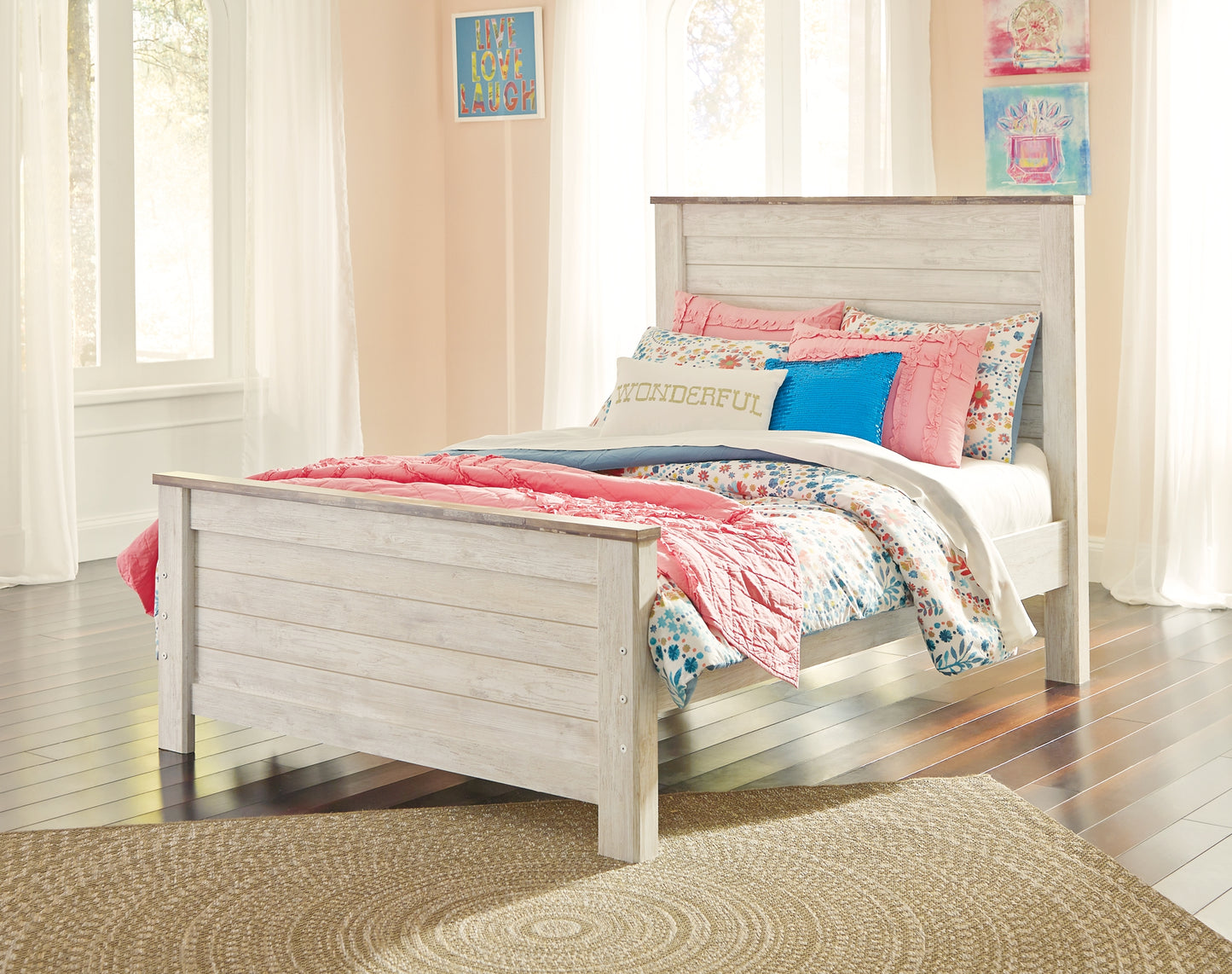 Willowton  Panel Bed With Nightstand