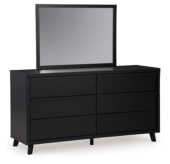 Danziar King Panel Headboard with Mirrored Dresser and 2 Nightstands