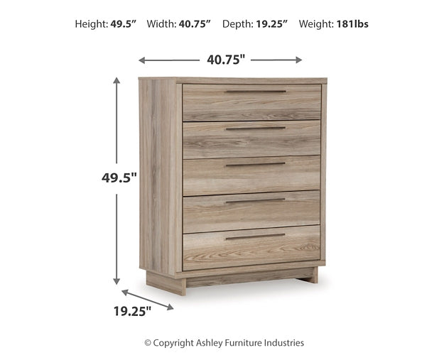 Hasbrick King Panel Headboard with Mirrored Dresser and Chest