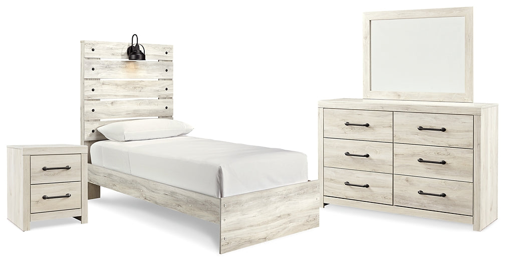 Cambeck Twin Panel Bed with Mirrored Dresser and Nightstand – Lewis ...