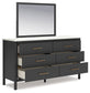 Cadmori King Upholstered Panel Bed with Mirrored Dresser, Chest and 2 Nightstands