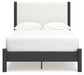 Cadmori Full Upholstered Panel Bed with Mirrored Dresser and Nightstand