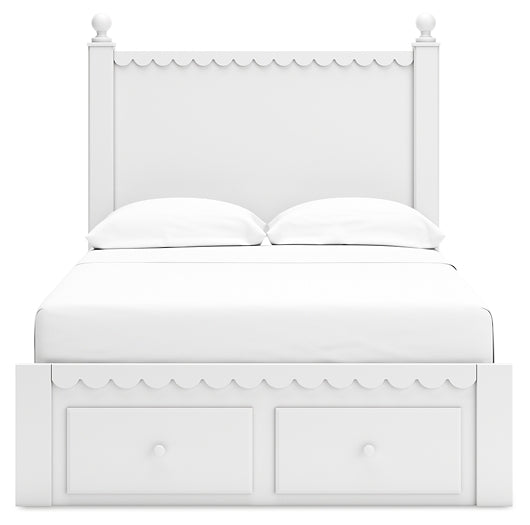 Mollviney Full Panel Storage Bed with Mirrored Dresser