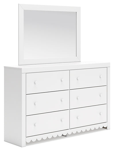 Mollviney Full Panel Bed with Mirrored Dresser, Chest and 2 Nightstands