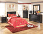 Huey Vineyard Twin Sleigh Headboard with Mirrored Dresser, Chest and 2 Nightstands