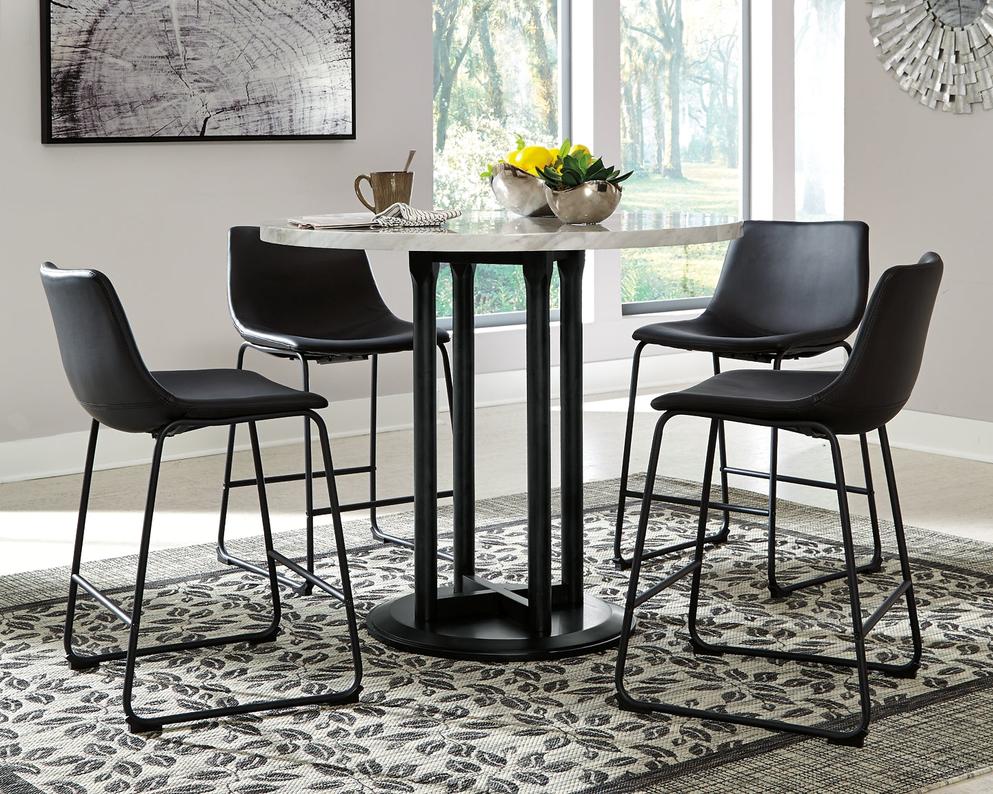 Centiar Counter Height Dining Table and 4 Barstools