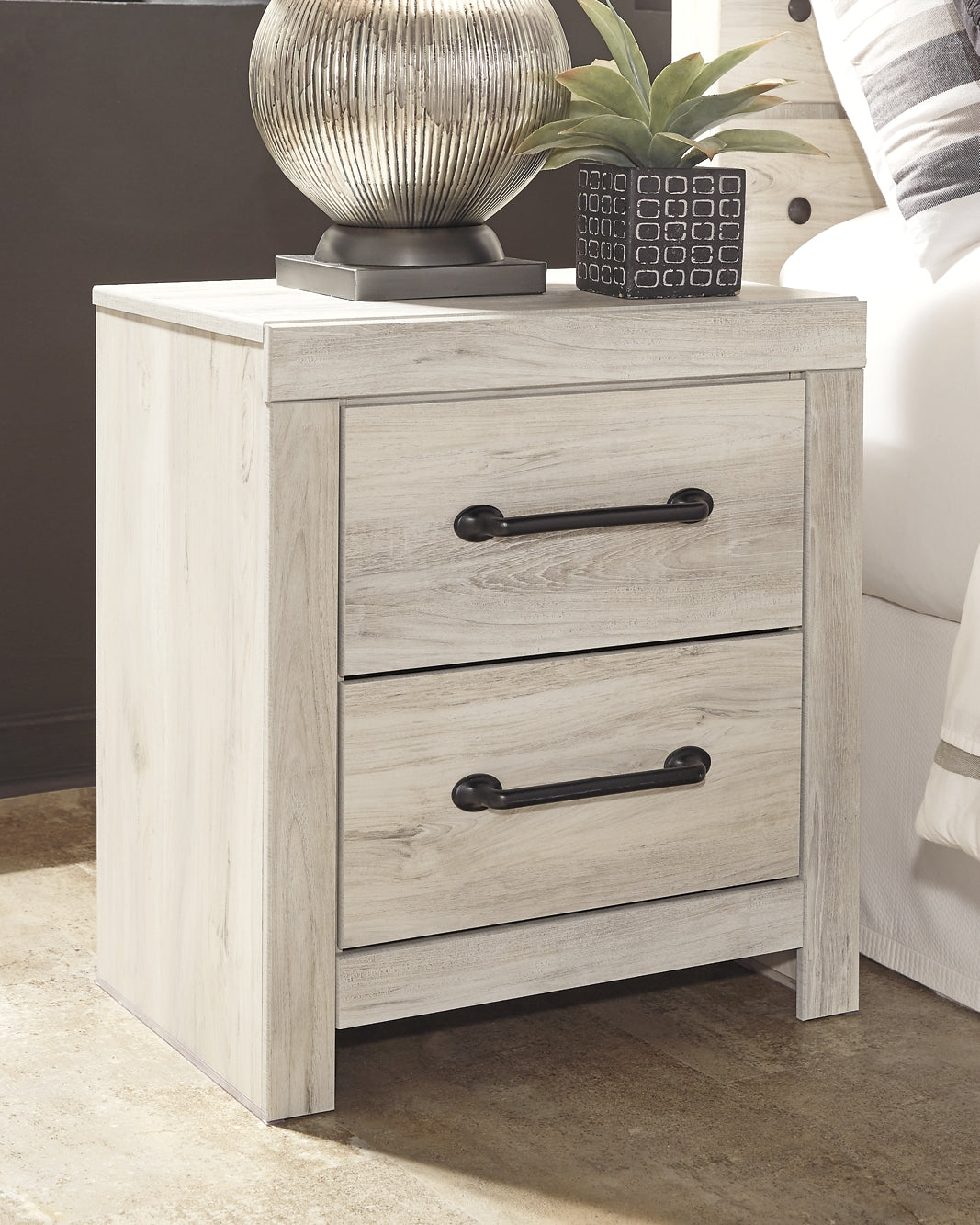 Cambeck Full Panel Bed with 4 Storage Drawers with Mirrored Dresser and 2 Nightstands