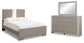 Surancha Full Panel Bed with Mirrored Dresser