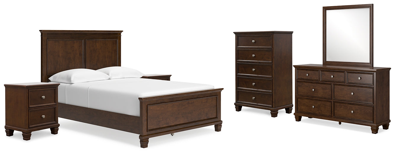 Danabrin Full Panel Bed with Mirrored Dresser, Chest and 2 Nightstands