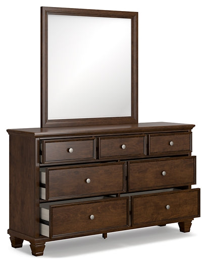 Danabrin King Panel Bed with Mirrored Dresser and Chest