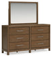 Cabalynn Queen Upholstered Bed with Mirrored Dresser and 2 Nightstands