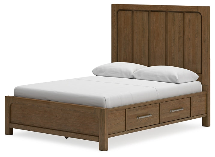 Cabalynn Queen Panel Bed with Storage with Mirrored Dresser