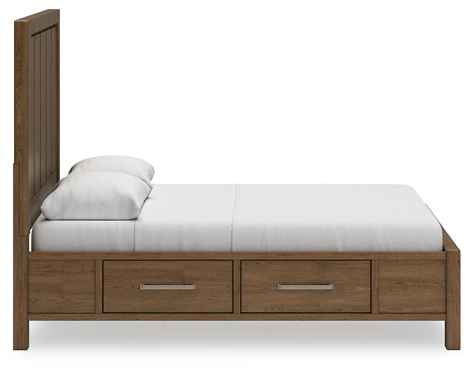 Cabalynn Queen Panel Bed with Storage with Mirrored Dresser