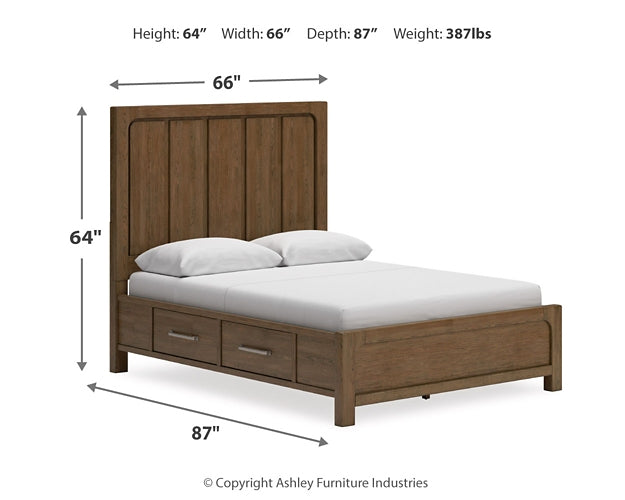 Cabalynn Queen Panel Bed with Storage with Mirrored Dresser